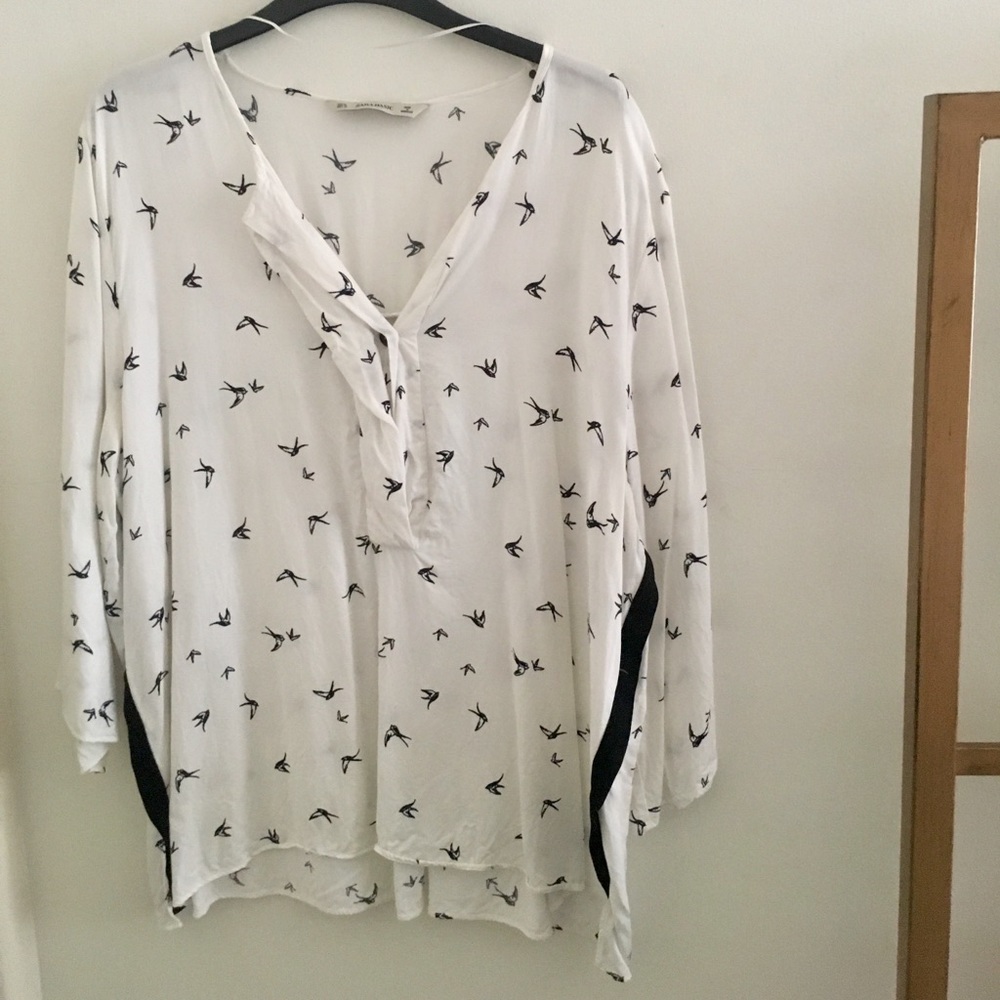 Zara bird pattern blouse